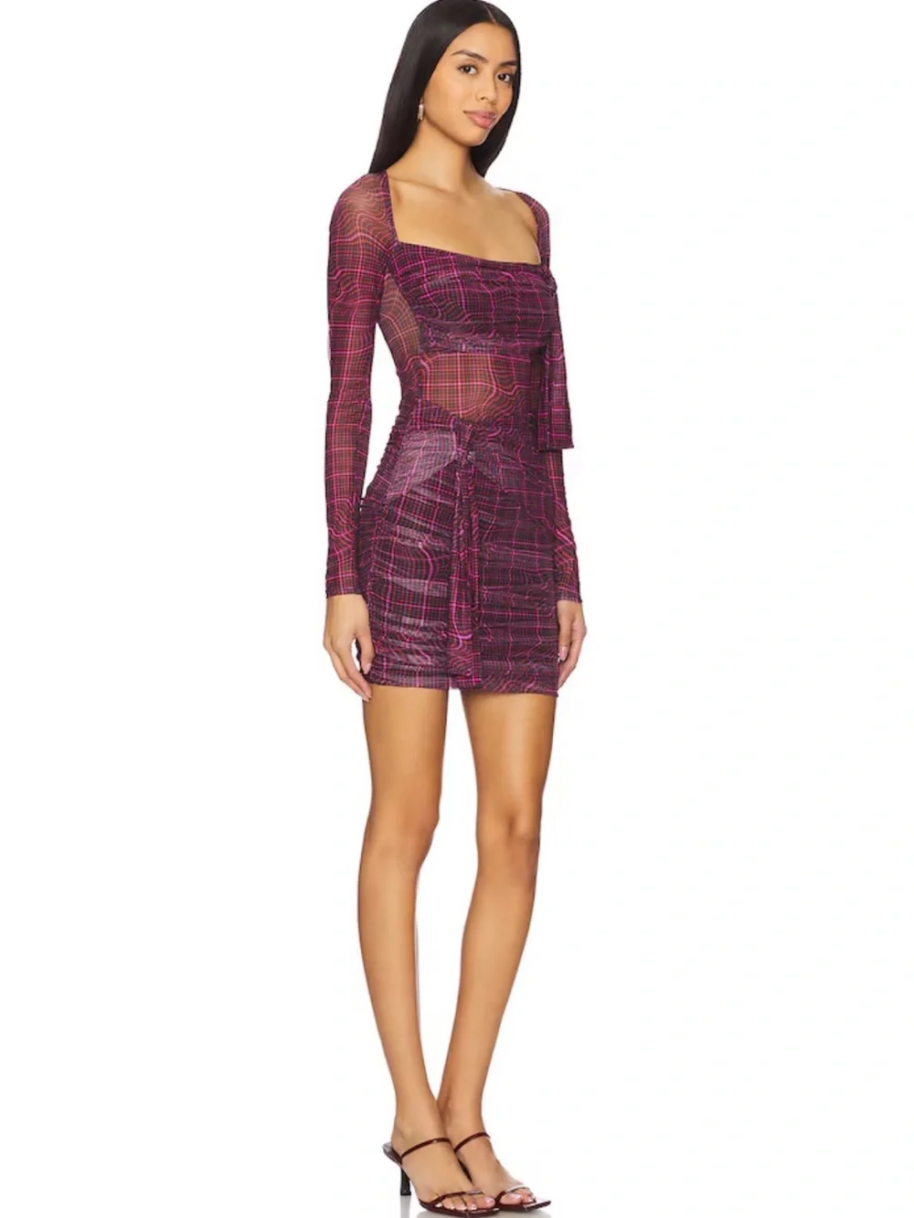 AFRM Kylie Dress in Twisted Plaid - Picture 2 of 5